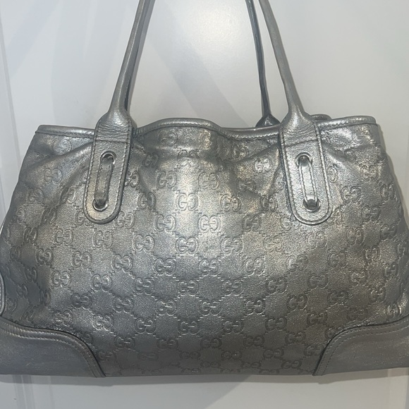 Authentic Gucci Purse Guccissima Leather Metallic Silver - Picture 9 of 13